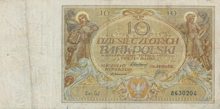 POLSKA Banknot 10 zł / 1929 r. XX