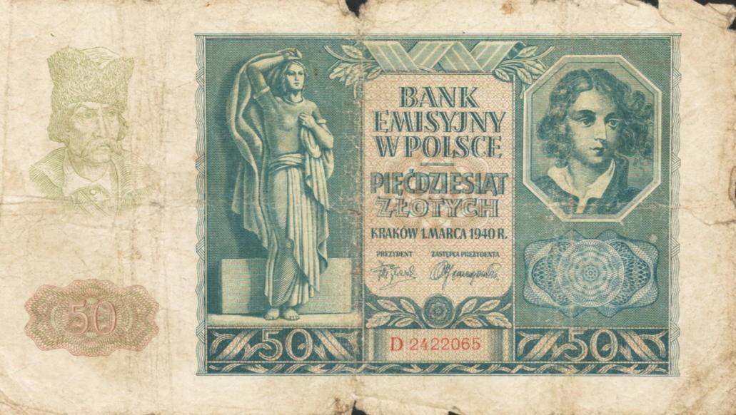 POLSKA Banknot 50 zł / 1940 r. X - seria D