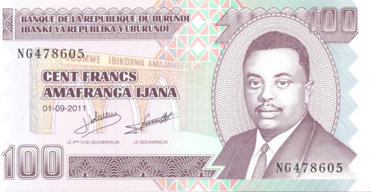 BURUNDI Banknot 100 Franków / 2011 r.