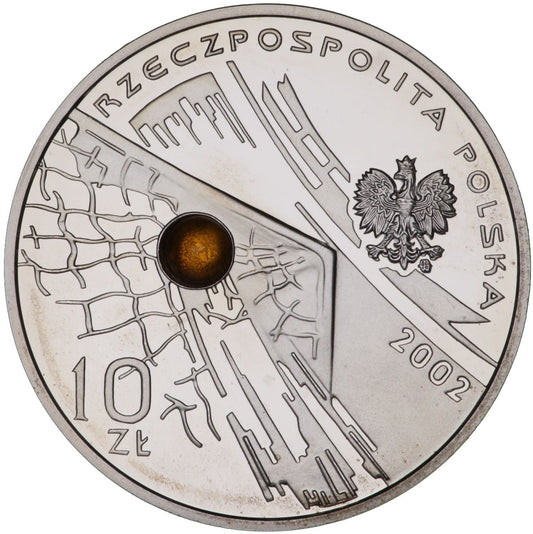10 zł / 2002 r. - Mistrzostwa Świata Korea/Japonia 2002 (z bursztynem)