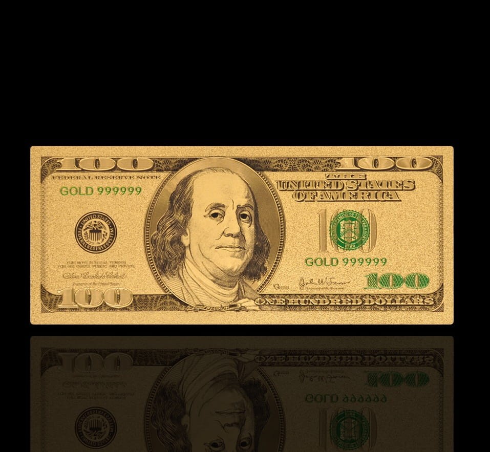 USA: Banknot złocony 100$ - STO dolarów (1)