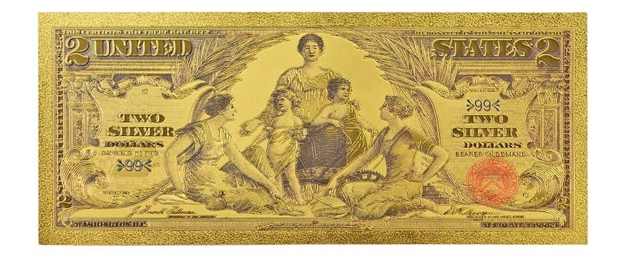 USA: Banknot złocony 2$ - DWA dolary /1896