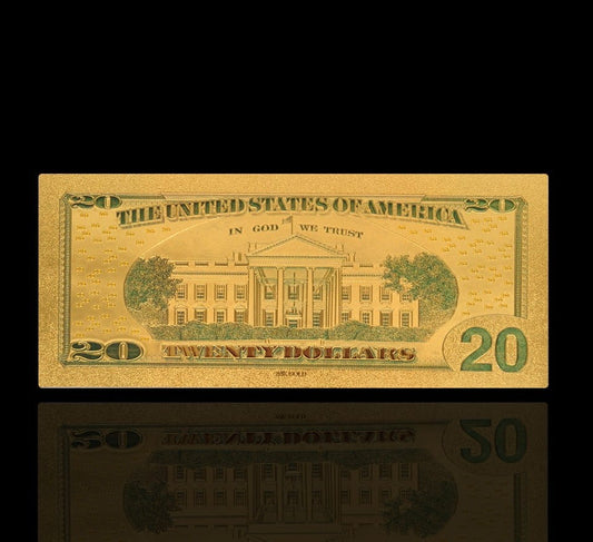 USA: Banknot złocony 20$ - DWADZIEŚCIA dolarów