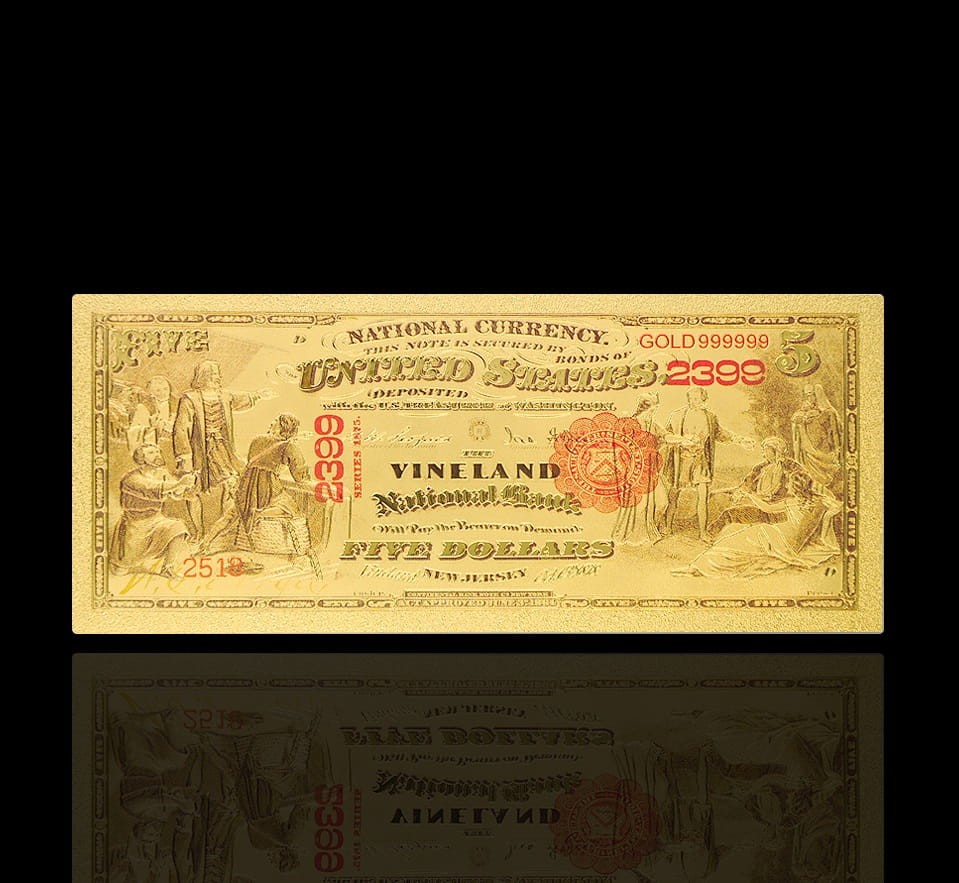USA: Banknot złocony 5$ - PIĘĆ dolarów /1875