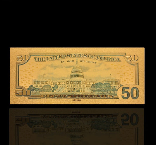 USA: Banknot złocony 50$ - PIĘĆDZIESIĄT dolarów