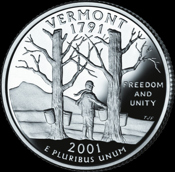 USA: 25 Centów / 2001 r. - Vermont (nr 14)