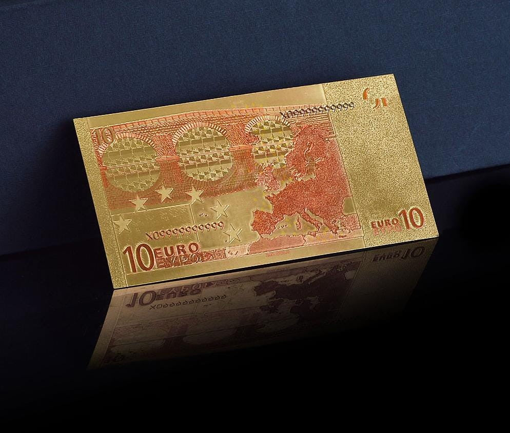 Banknot złocony, kolorowany: 10 Euro