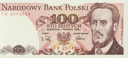 POLSKA  Banknot 100 zł / 1988 r. X X - seria TK