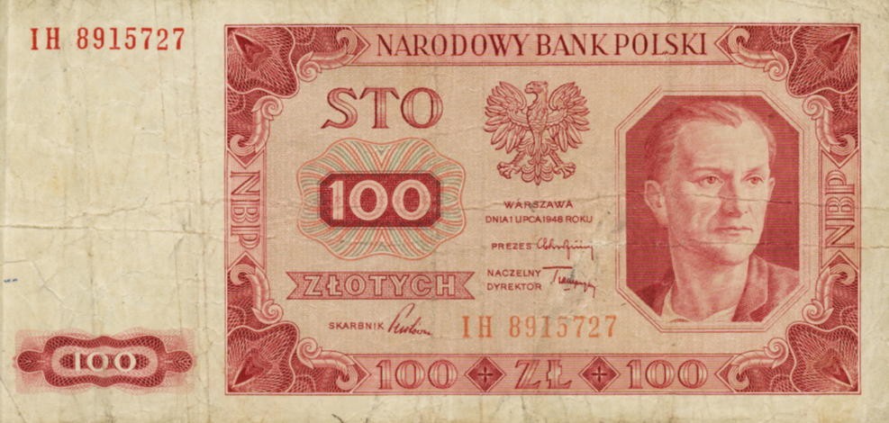 POLSKA  Banknot 100 zł / 1948 r. XX