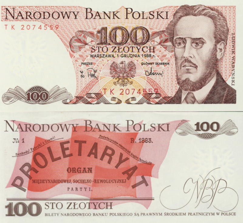 POLSKA  Banknot 100 zł / 1988 r. X X - seria TK