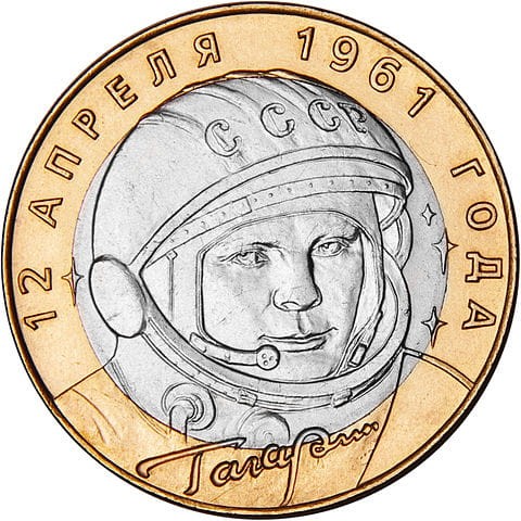 ROSJA 10 rubli / 2001 r. -  J. Gagarin - 40. rocznica lotu w kosmos