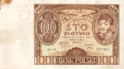 POLSKA  Banknot 100 zł / 1932 r. XX - seria AN