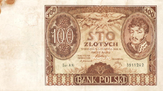 POLSKA  Banknot 100 zł / 1932 r. XX - seria AN