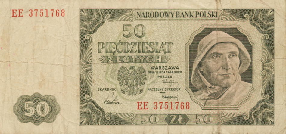 POLSKA  Banknot 50 zł / 1948 r. XX