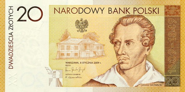Banknot 20 zł / 2009 r. - Juliusz Słowacki