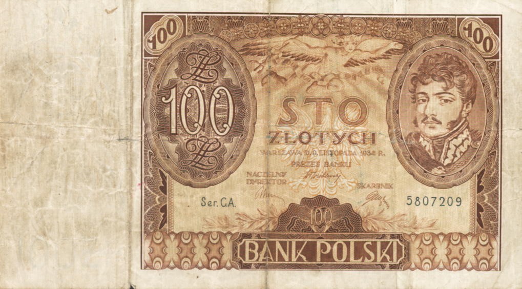 POLSKA  Banknot 100 zł / 1934 r. X.X. - seria C.A.