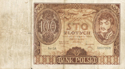 POLSKA  Banknot 100 zł / 1934 r. X.X. - seria C.A.