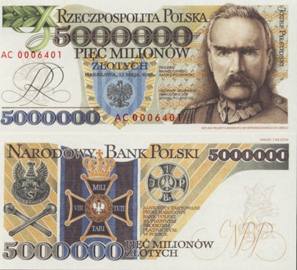 POLSKA  Banknot 5.000.000 zł / 1995 r. XX - Józef Piłsudski