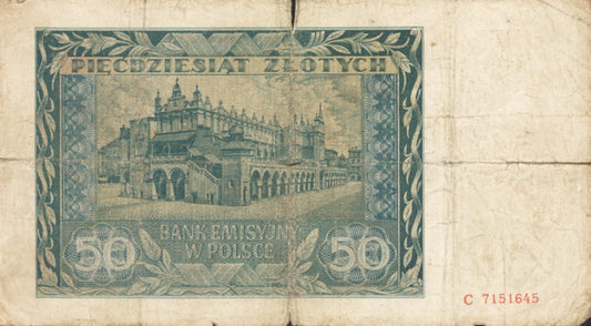 POLSKA  Banknot 50 zł / 1941 r. X - seria C