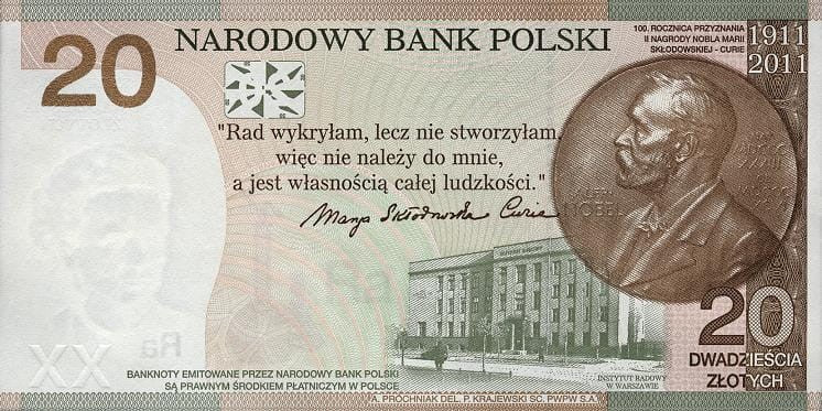 Banknot 20 zł / 2011 r. - Maria Skłodowska - Curie