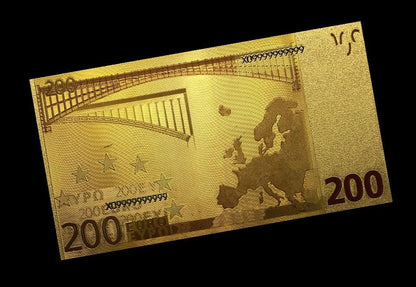 Banknot złocony, kolorowany: 200 Euro