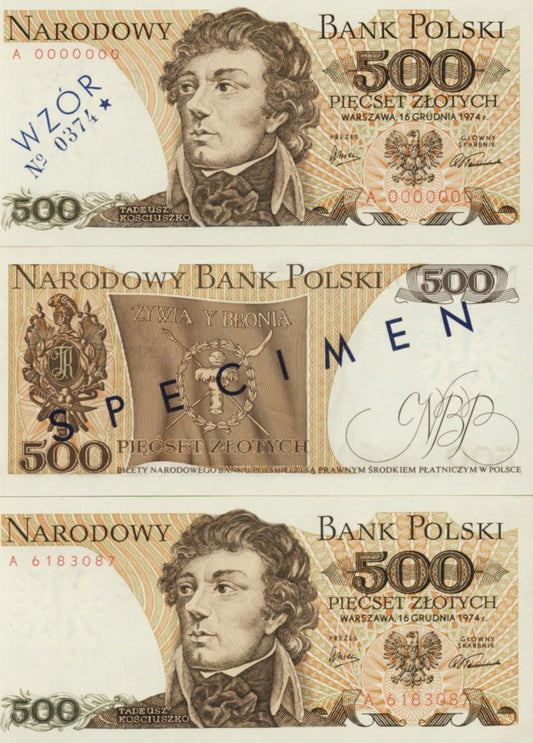 POLSKA Specimen 500 zł / 1974 r. X -  z BŁĘDEM (3)