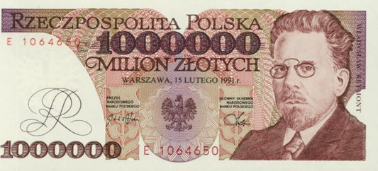 POLSKA  Banknot 1.000.000 zł / 1991 r. X - seria E