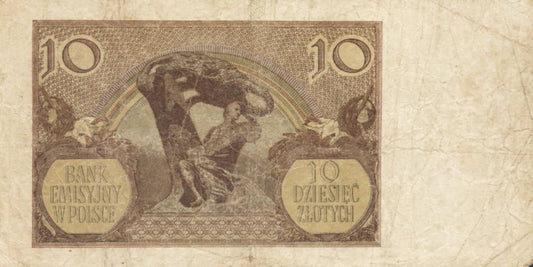 POLSKA  Banknot 10 zł / 1940 r. X - seria K