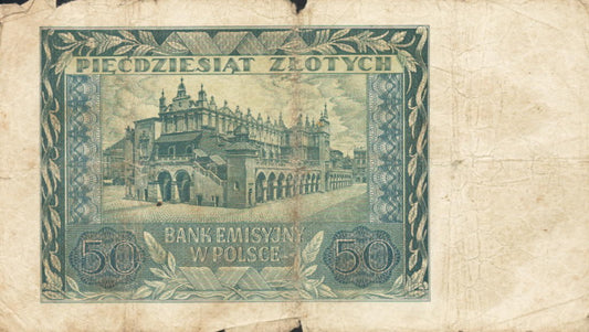 POLSKA  Banknot 50 zł / 1940 r. X - seria D