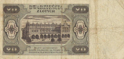 POLSKA  Banknot 20 zł / 1948 r. XX