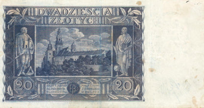 POLSKA  Banknot 20 zł / 1936 r. XX - seria CK