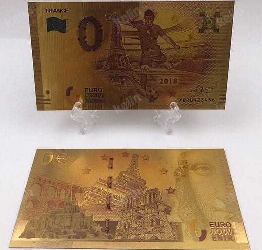 Banknot złocony:  "0" -  zero Euro / Francja