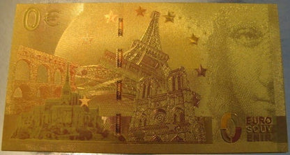 Banknot złocony:  "0" -  zero Euro / Polska