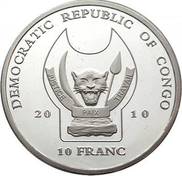 KONGO 10 franków / 2010 - Okapi