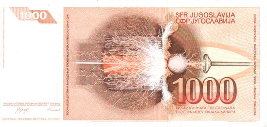 JUGOSŁAWIA Banknot 1000 Dinarów / 1990 r. - Nikola Tesla