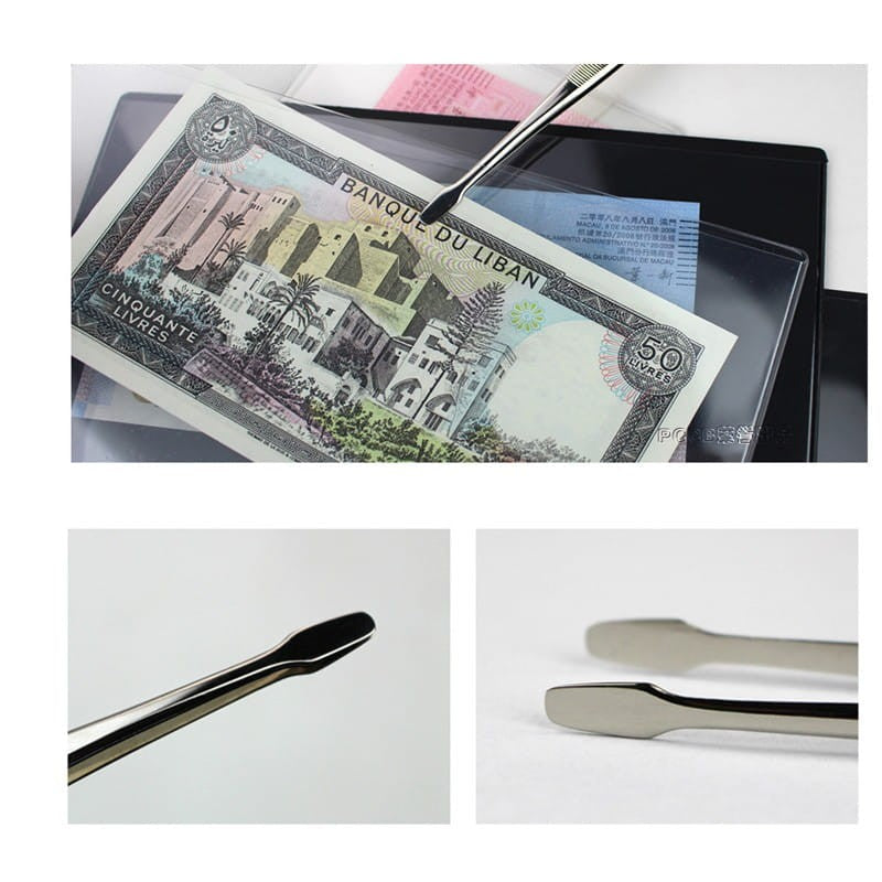 Pęseta płaska do znaczków, banknotów - 114 mm