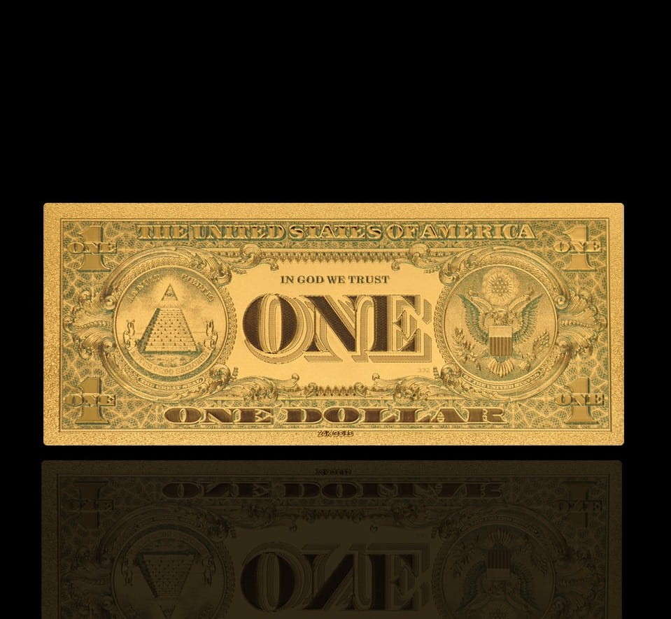 USA: Banknot złocony 1$ - JEDEN dolar
