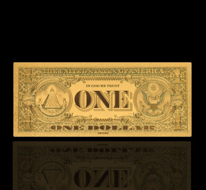 USA: Banknot złocony 1$ - JEDEN dolar