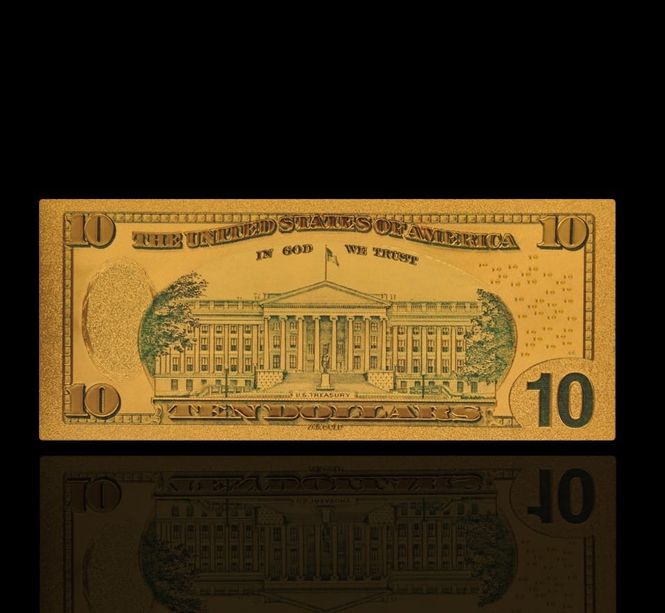 USA: Banknot złocony 10$ - DZIESIĘĆ dolarów