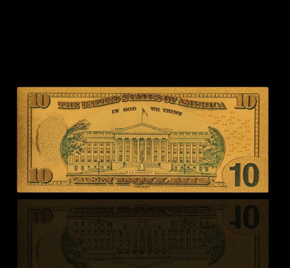 USA: Banknot złocony 10$ - DZIESIĘĆ dolarów