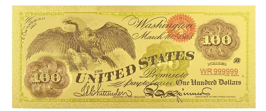 USA: Banknot złocony 100$ - STO dolarów /1863