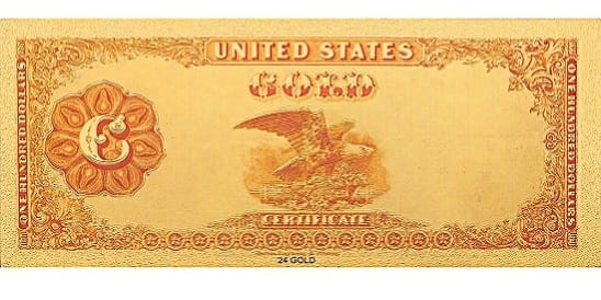 USA: Banknot złocony 100$ - STO dolarów /1882