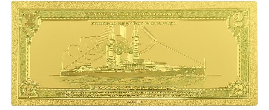 USA: Banknot złocony 2$ - DWA dolary /1918