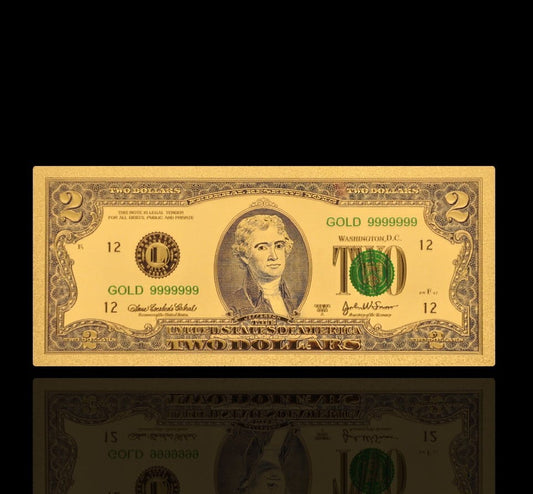 USA: Banknot złocony 2$ - DWA dolary