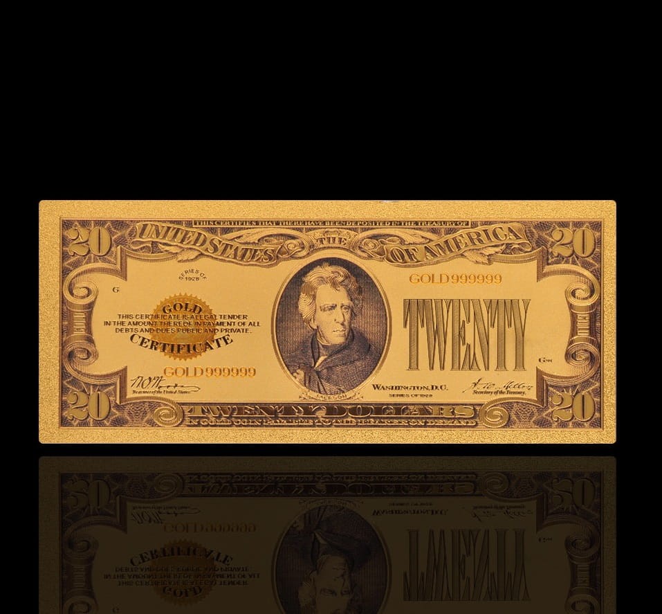 USA: Banknot złocony 20$ - DWADZIEŚCIA dolarów /1928
