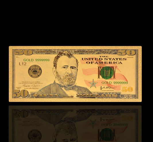 USA: Banknot złocony 50$ - PIĘĆDZIESIĄT dolarów