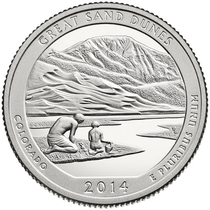USA:  25 Centów / 2014 r. -  Park Narodowy Great Sand Dunes (nr 24)